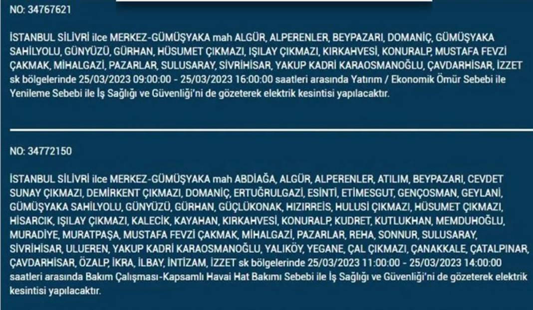İstanbullular dikkat! Yarın bu ilçelerde elektrikler kesilecek 5